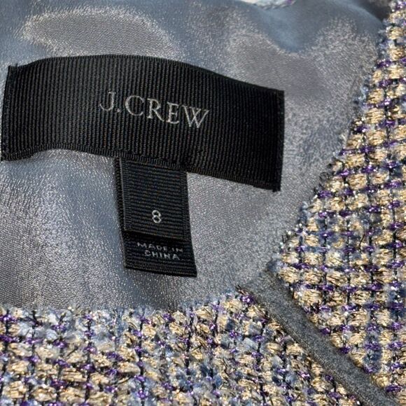 J. Crew Dress Gray Metallic Tweed Wool Blend Pleated Fit & Flare Skater Dress 8 - Picture 7 of 12